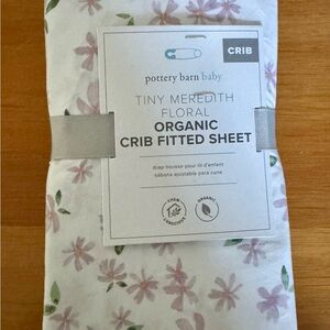 Pottery Barn Baby Tiny Meredith Floral Organic Crib Sheet - Lavender  and White